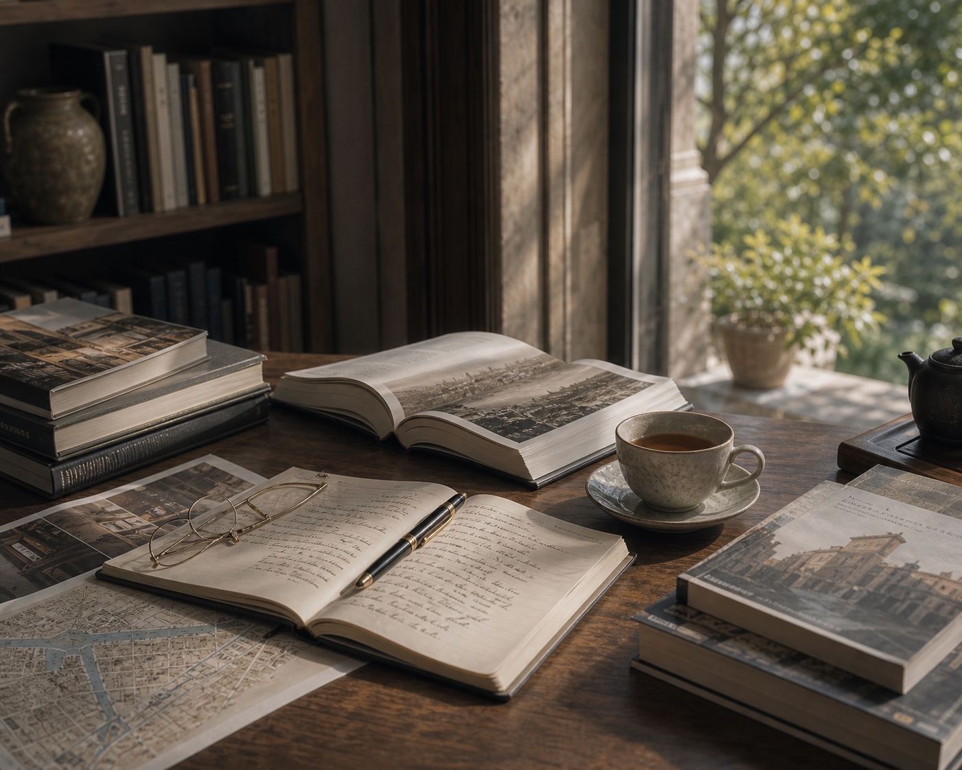 Books, map and notes prepared for cultural learning